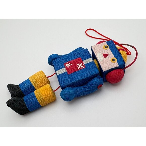 Vintage Robot Christmas Tree Ornament Crepe Paper Legs and Arms Move - Picture 3 of 6